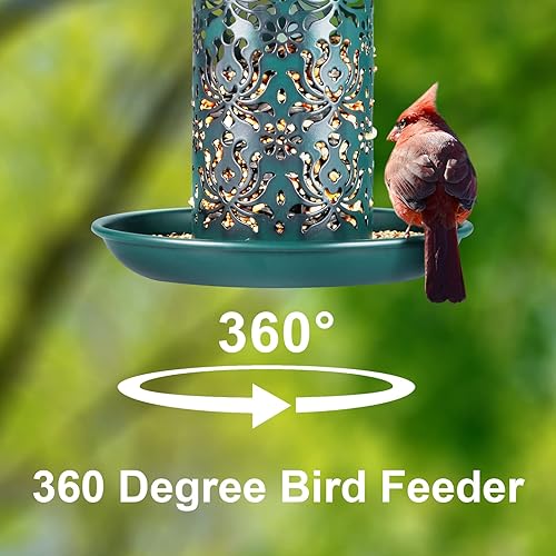 Miniatura 4 de Comedero para pájaros para colgar al aire libre, 7 libras15 tazas de gran capacidad con 3 tazas de agua y percha circular de 360, comedero para