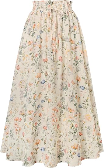 Scarlet Darkness Maxi Skirts for Women Summer Victorian Floral Long Skirt with Pockets
