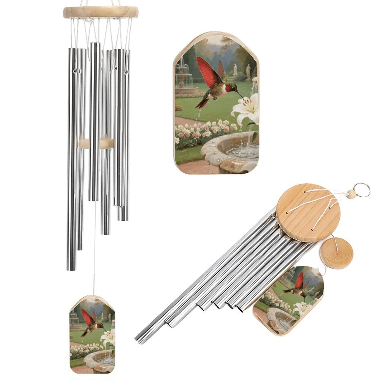 Carillon de jardin colibri de 52,1 cm en aluminium au ton profond durable