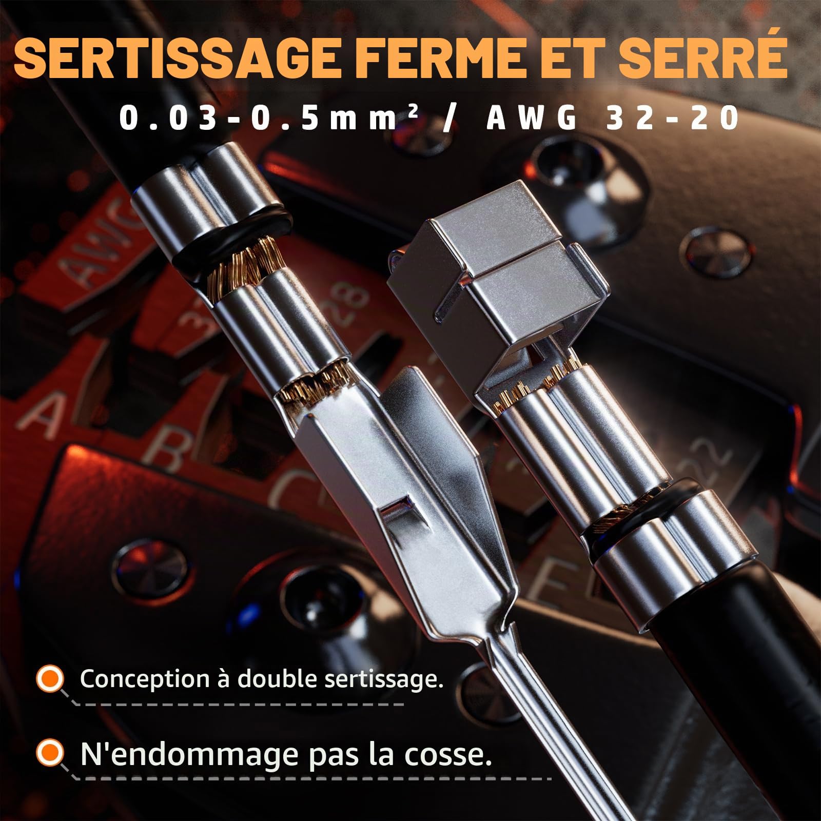 PEBA Kit de sertissage avec 21 types de connecteurs Dupont 2,54 mm/JST-XH 2,5 mm, pince à sertir 0,03-0,5 mm² (32-20 AWG) pour Dupont, JST-XH/SM/SYP/PH/JST-VH 3,96 mm, Molex, série AMP EI