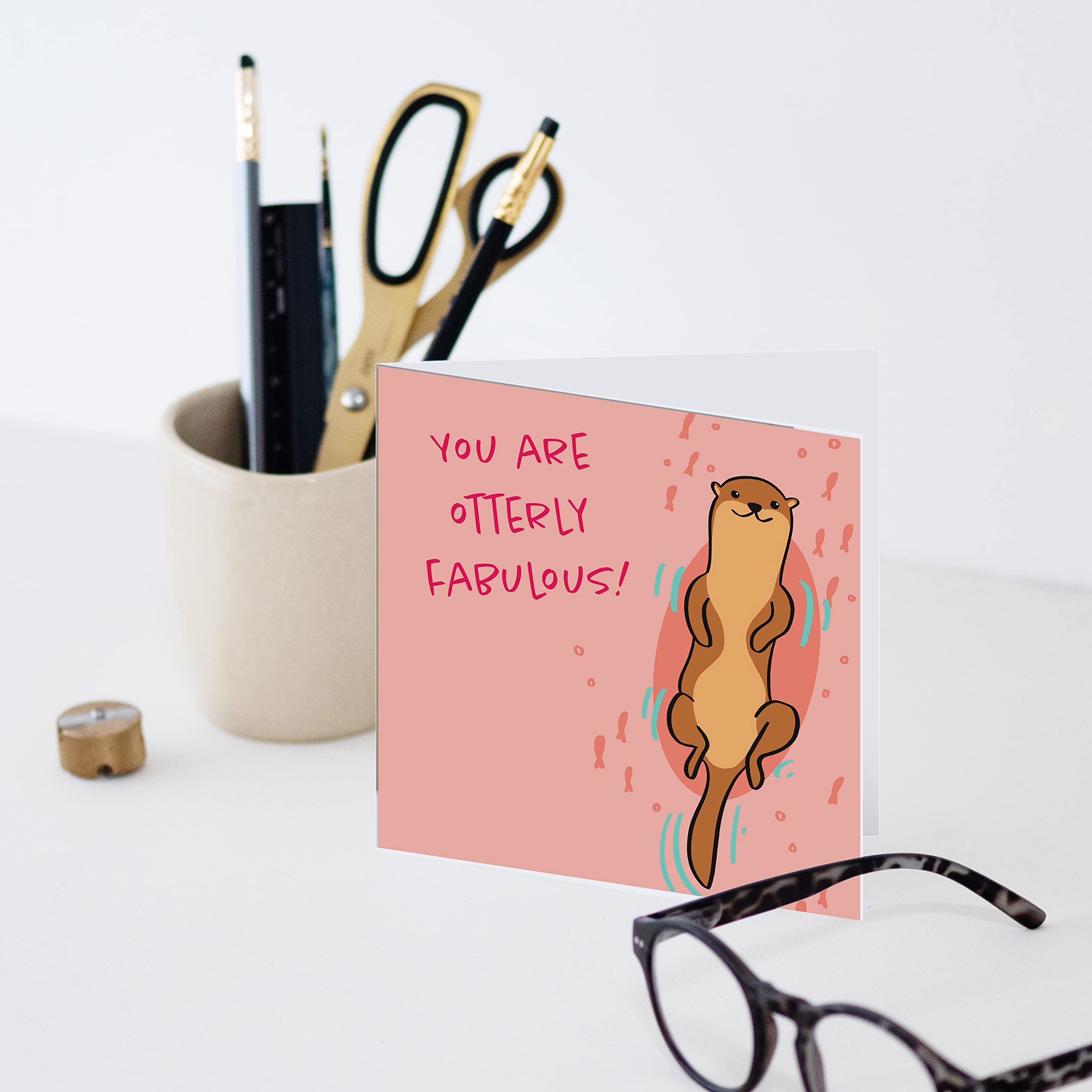 Happy Birthday Karte Mit Otter-Motiv – „You Are Fabulous Amazing“ | Quadratisch 150x150 Mm, Blanko Innen
