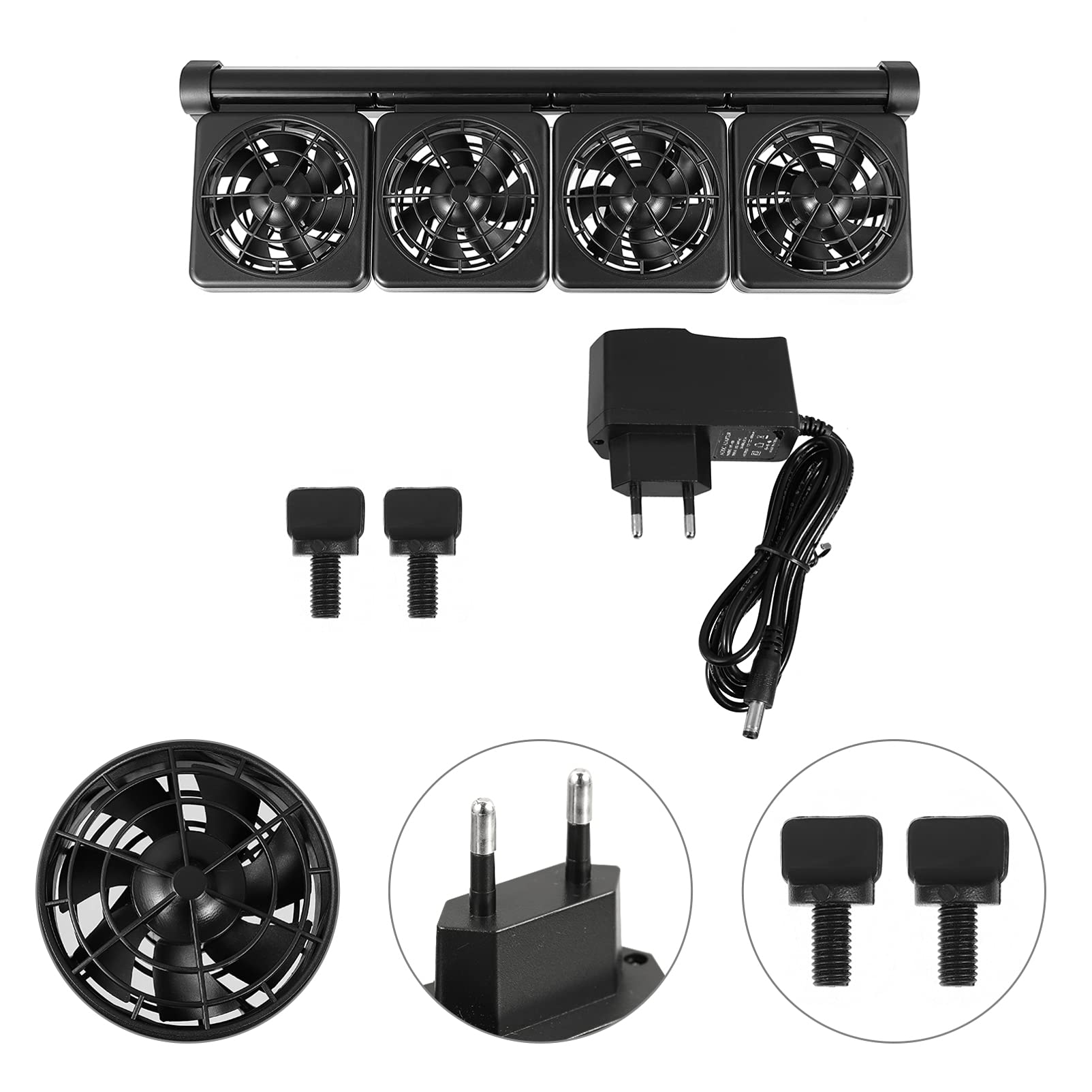 Kisangel Ventilador de Enfriamiento para Pecera Negro Ajustable 4 Cabezales