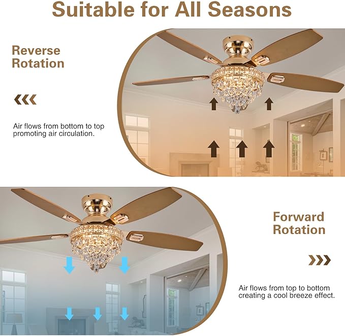 Ventilador de Techo 50" con Luz LED, Control Remoto y Aspas miniatura 5