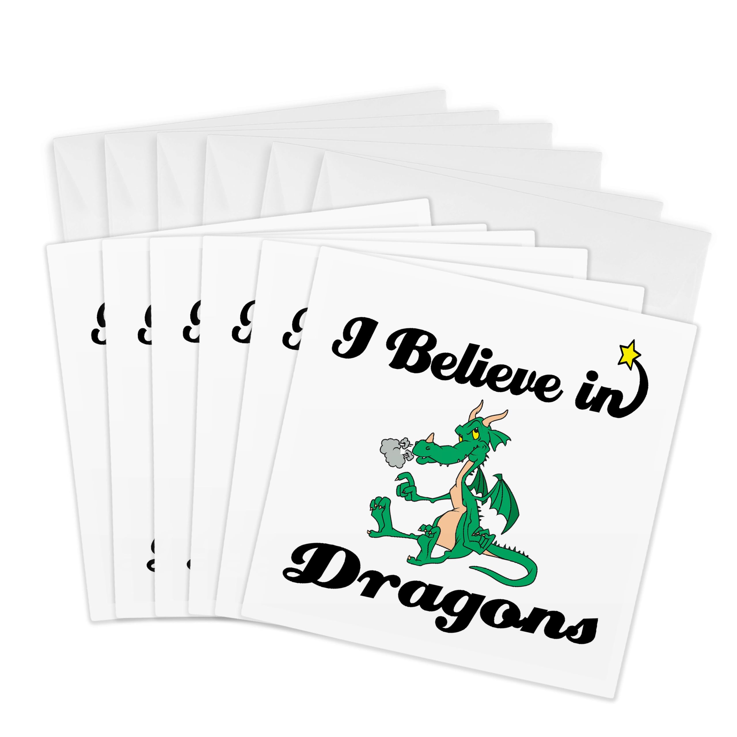 3dRose gc_105122_1 6 x 6-Inch"I Believe in Dragons" Greeting Card (Pack of 6)