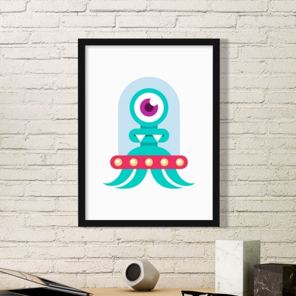 Art peintures alien cyclope petit cadre noir pour décorer un mur blanc sans effort