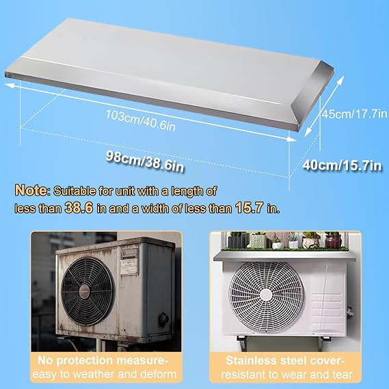 Mini Split Cover for Outside Unit, Heat Pump Outdoor Covers (98 x 40 cm) [Energy Class A]