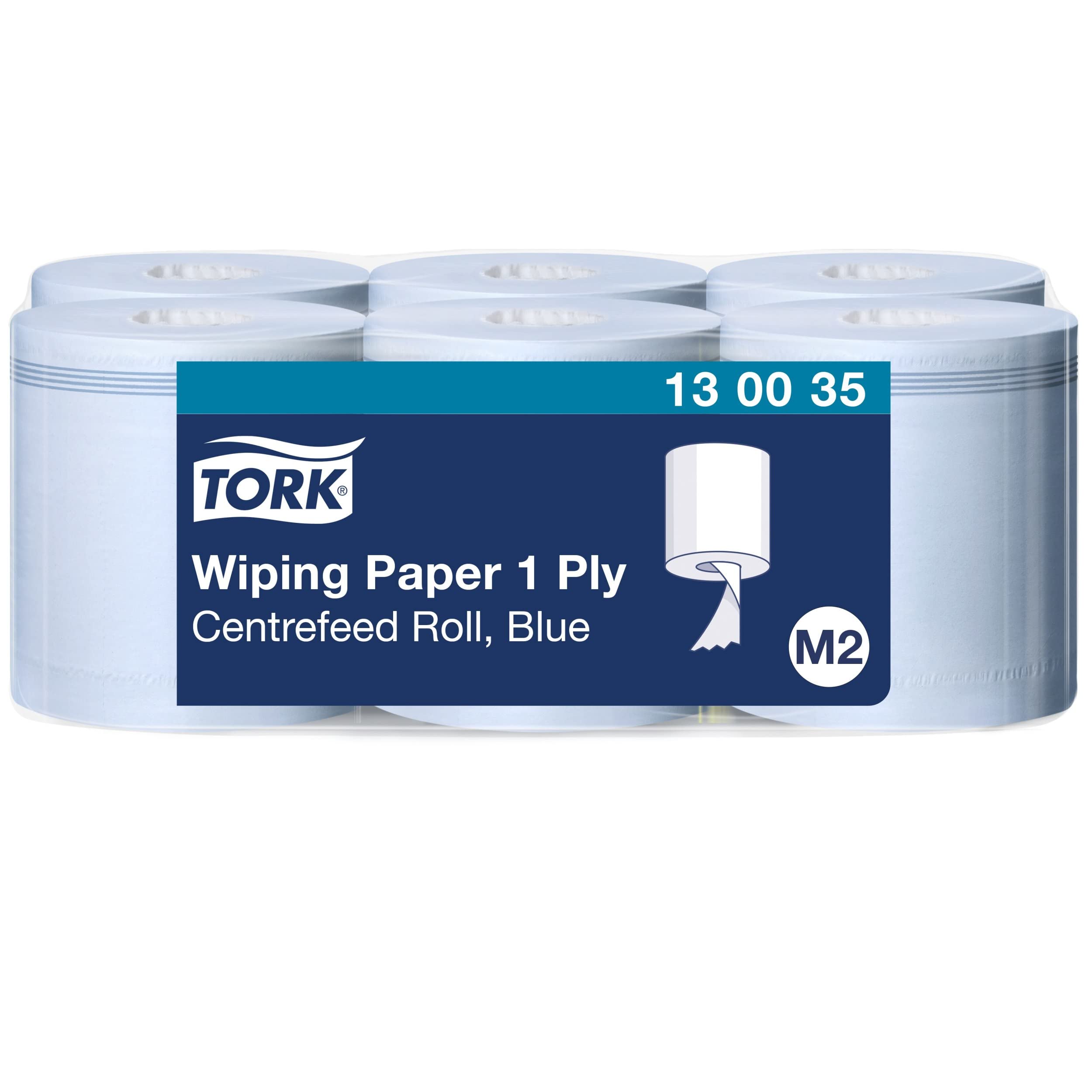 Tork 130035 Papel de secado Premium / Paños de papel compatibles con el sistema M2 / 6 x bobinas / 1 capa / Azul