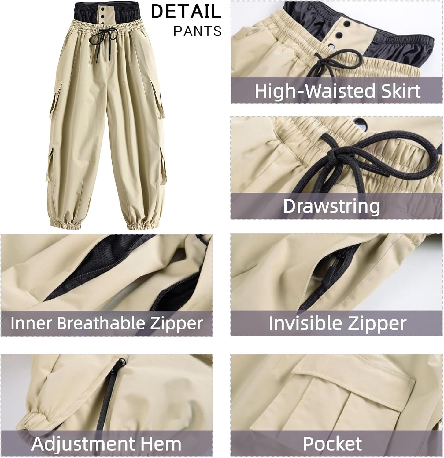 Mens Baggy Cargo Ski Pants Super Baggy Snowboard Snow Pant Women Insulated Loose Pant Sports Waterproof - Image 5