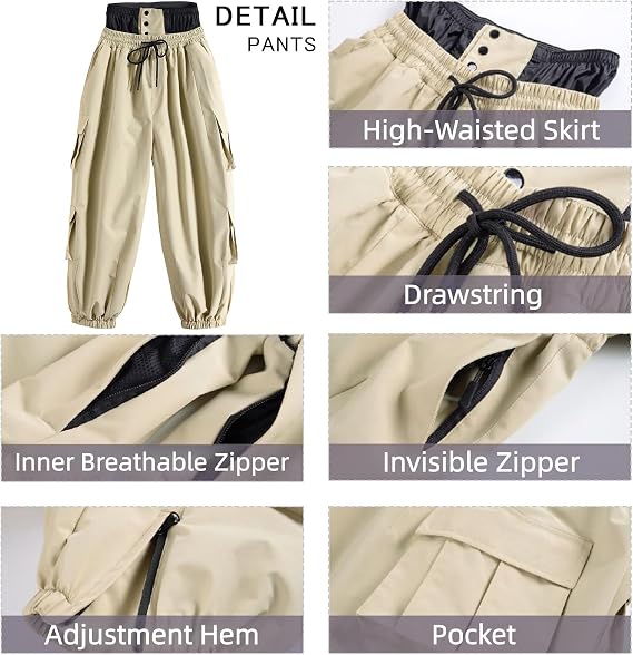 Mens Baggy Cargo Ski Pants Super Baggy Snowboard Snow Pant Women Insulated Loose Pant Sports Waterproof