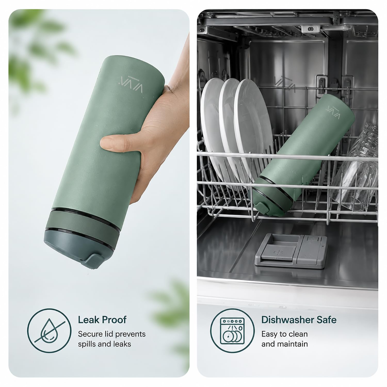 Viva Scandinavia Ricarica tazza termica caffè da asporto, il coltello svizzero sotto flaconi thermos con filtri da caffè e tè rimovibili, materiale di alta qualità durevole, impermeabile, menta 0,46L