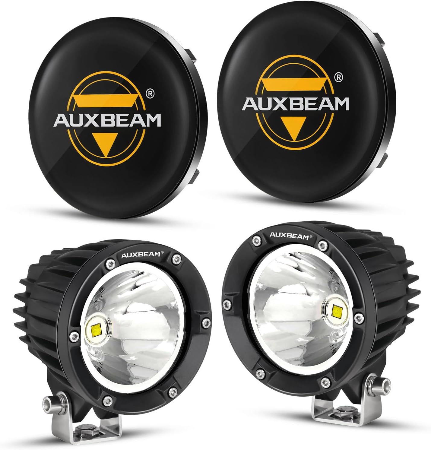 Auxbeam 4" 72W Round LED Pods with Black Light Covers