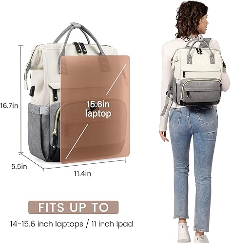 Miniatura 6 de LOVEVOOK - Mochila para laptop para mujer, mochila de trabajo de 15.6 pulgadas, con puerto USB, bolso de mano grande para doctoras, enfermeras y