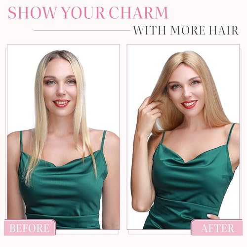 Miniatura 6 de Rich Choices Toppers de cabello humano real para mujer, base de seda de 3.9 x 4.7 in, piezas de cabello castaño con reflejos para mujeres con