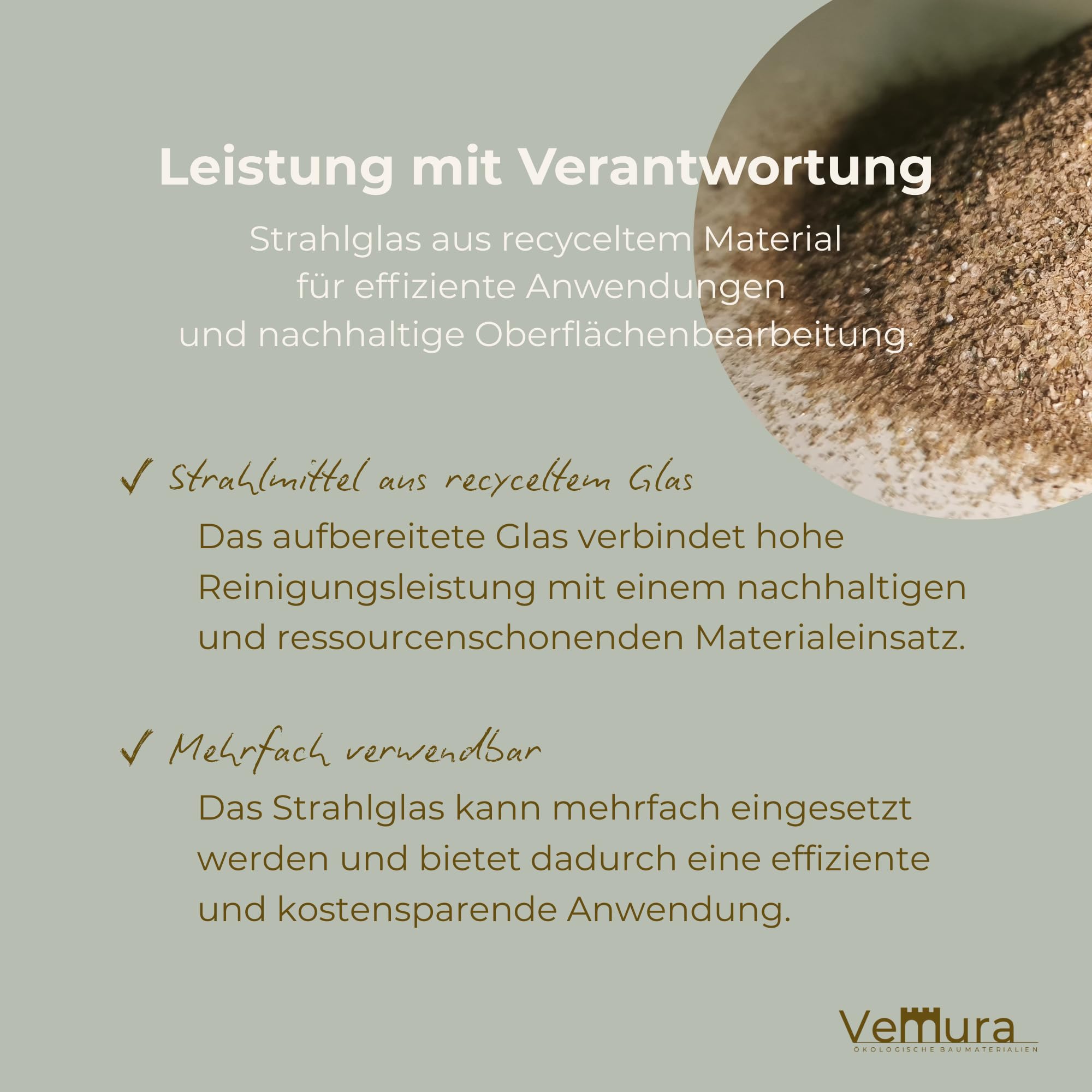 Strahlmittel | Strahlglas, Recyceltes Glas, Strahlmittel für Beton, Naturstein, Ziegel, Metall, Holz, 0-0,3 mm | 5 kg
