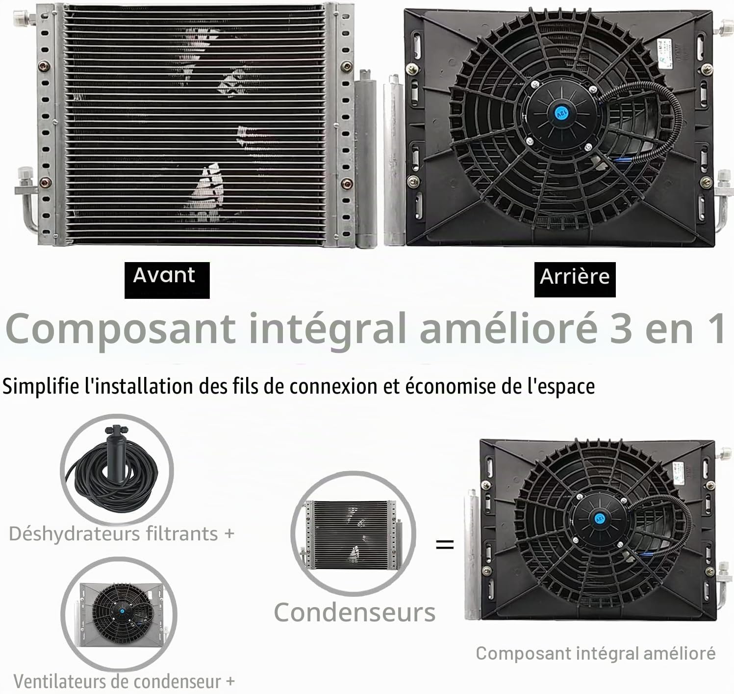 Kit de climatisation électrique, système de refroidissement universel 12 V pour fourgons, camping-cars, camions, autocars, bateaux - Installation sous tableau de bord