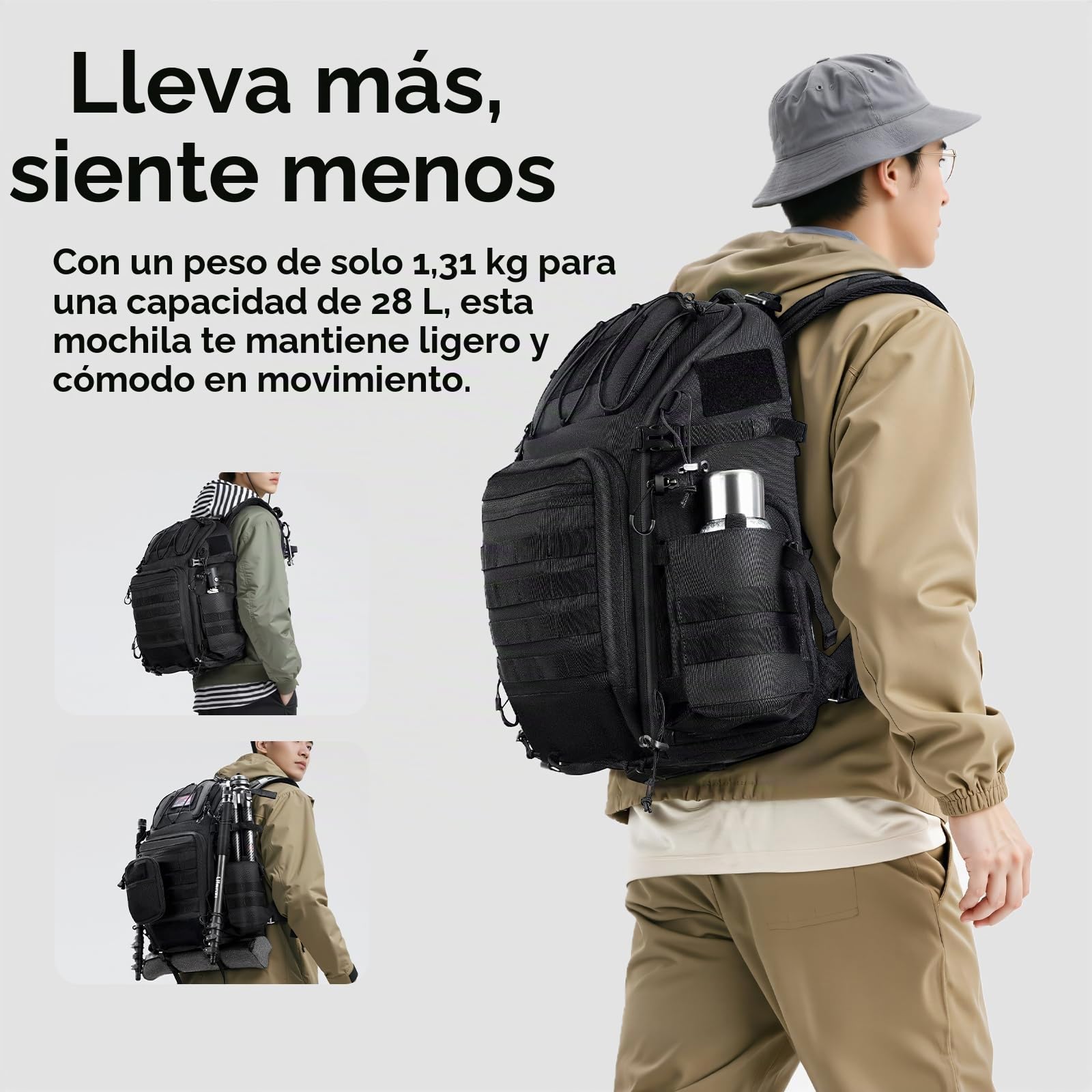 ULANZI 28L Mochila para Cámara, Bolsa para Cámara con Múltiples Puntos de Anclaje, 7 Compartimentos de Almacenamiento DIY, Ordenador Portátil de 15,7'' para Cámaras Réflex, Drones y Trípodes
