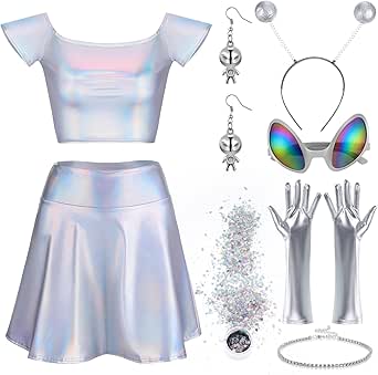 Disfraz De Alien - Set De 3 Piezas (Diadema, Antena Y Gafas De Arcoíris) Para Fiestas, Cosplay, Halloween, Adultos Y Niños