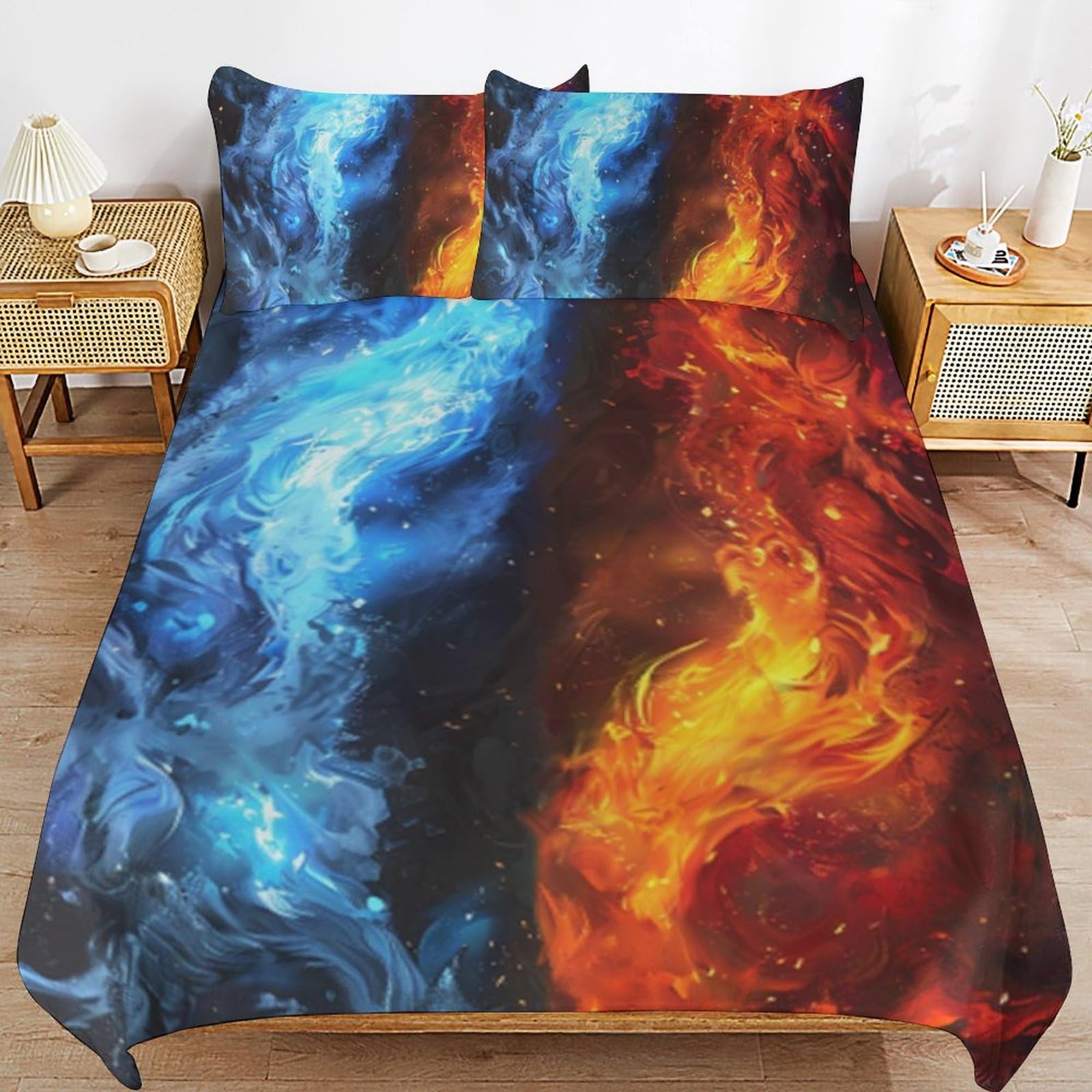 Juego de ropa de cama de 135x200 cm con funda nórdica de microfibra 3D y dos fundas de almohada