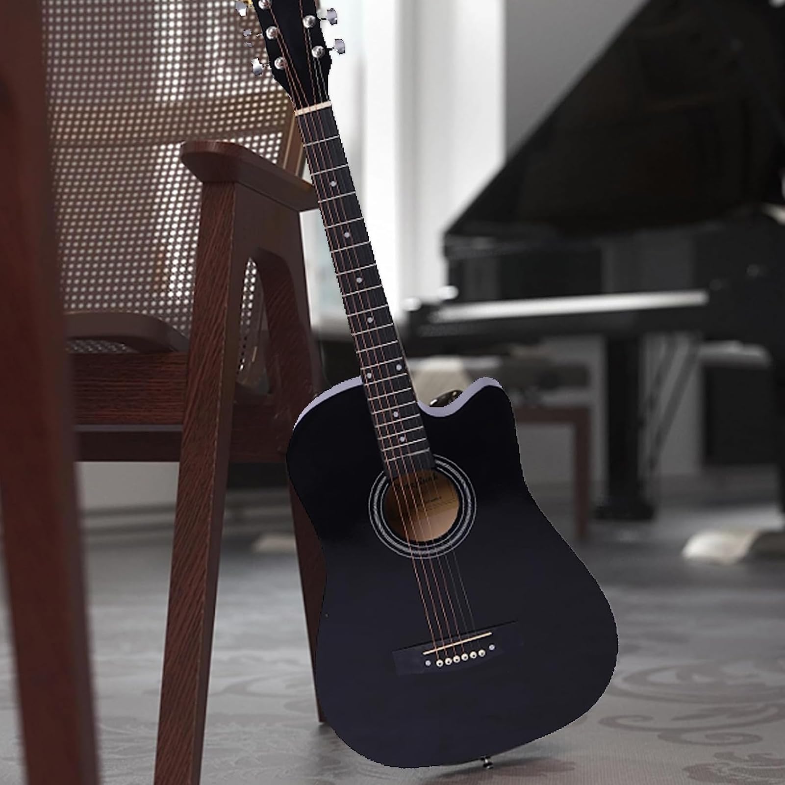 Rosefinch Guitare acoustique 3/4 Cordes en acier 96,5 cm Folk Cutaway Guitare en bois pour débutants adultes et enfants débutants Kit de guitare avec sac d'accordeur, capodastre et enrouleur de cordes