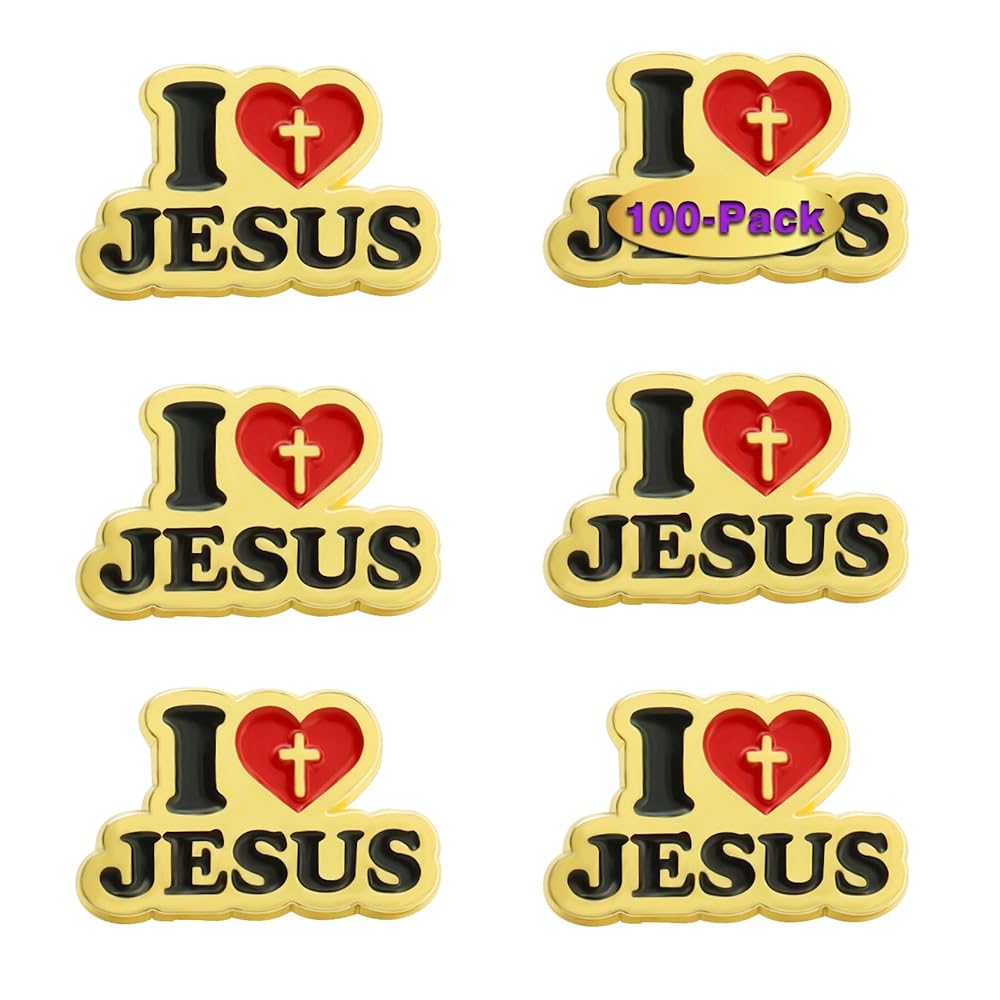 Amazon.com: 100 Pcs Gold Cross I Love Jesus Lapel Pins (1 in