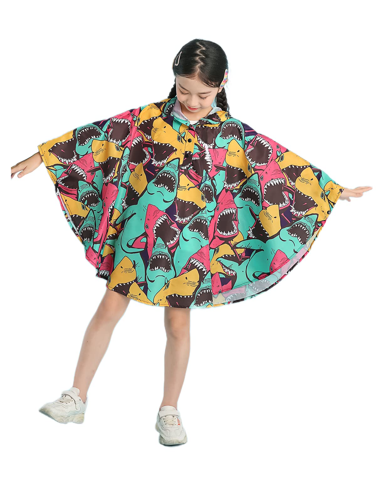 Freesmily Kids Cute Raincoat Waterproof Rain Poncho Jacket Coat for Girls Boys