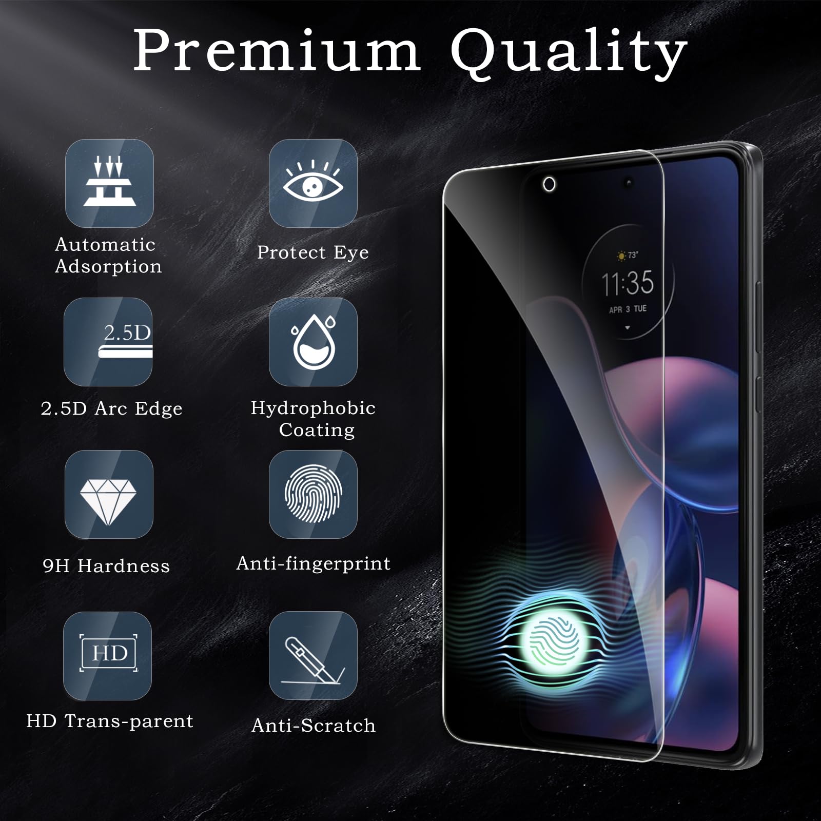 Pellicola protettiva per la privacy per Motorola Moto Edge 2022 5G, accessori in vetro temperato infrangibile, pellicola in vetro temperato anti spia, compatibile con custodie, ultra resistente,