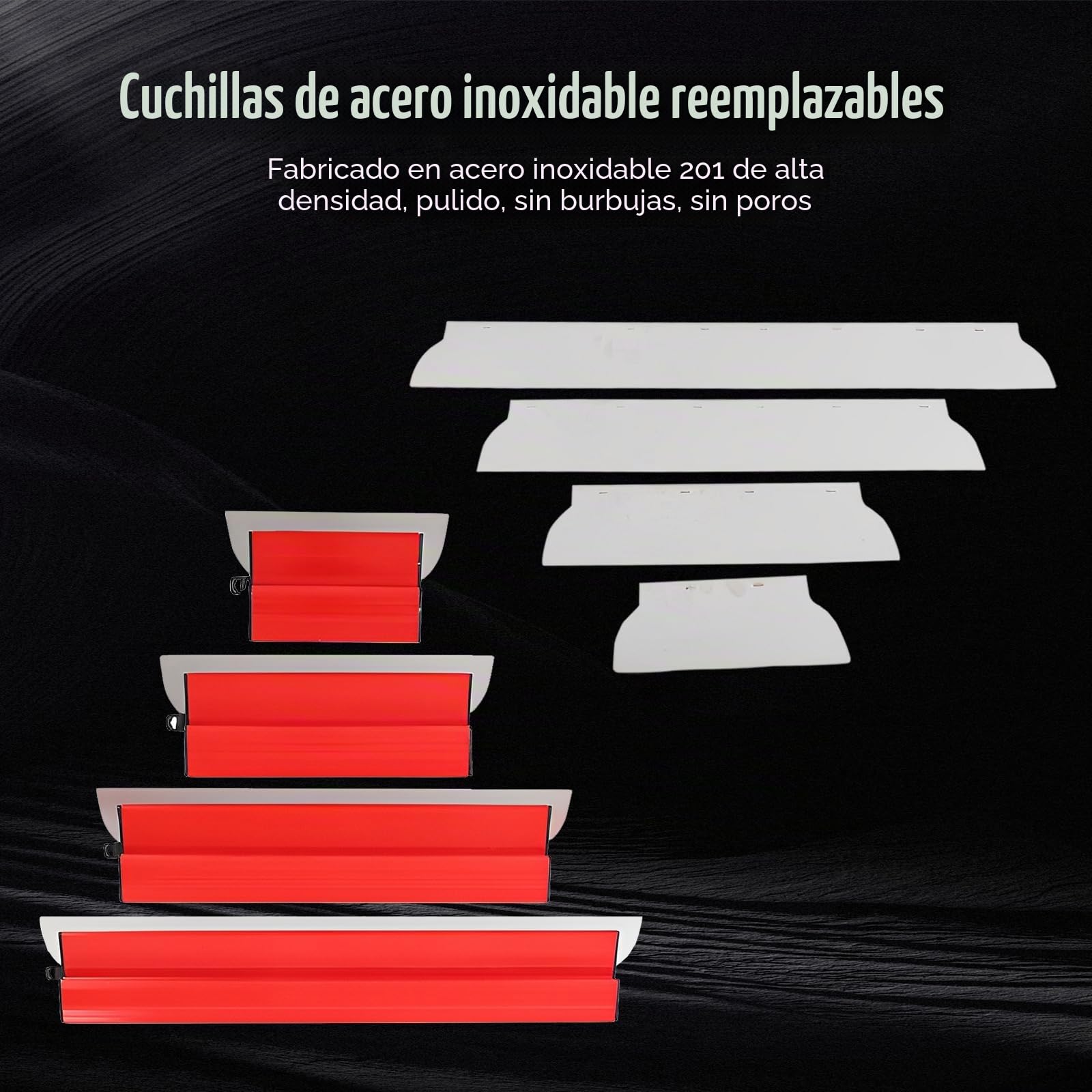 Espátula Superficie, Juego Espátulas Superficie Profesionales En un Estuche | 9 Tipos de Herramientas de Espátula (25 cm, 40 cm, 60 cm, 80 cm), Varilla Telescópica para Enlucir Paredes y Techos
