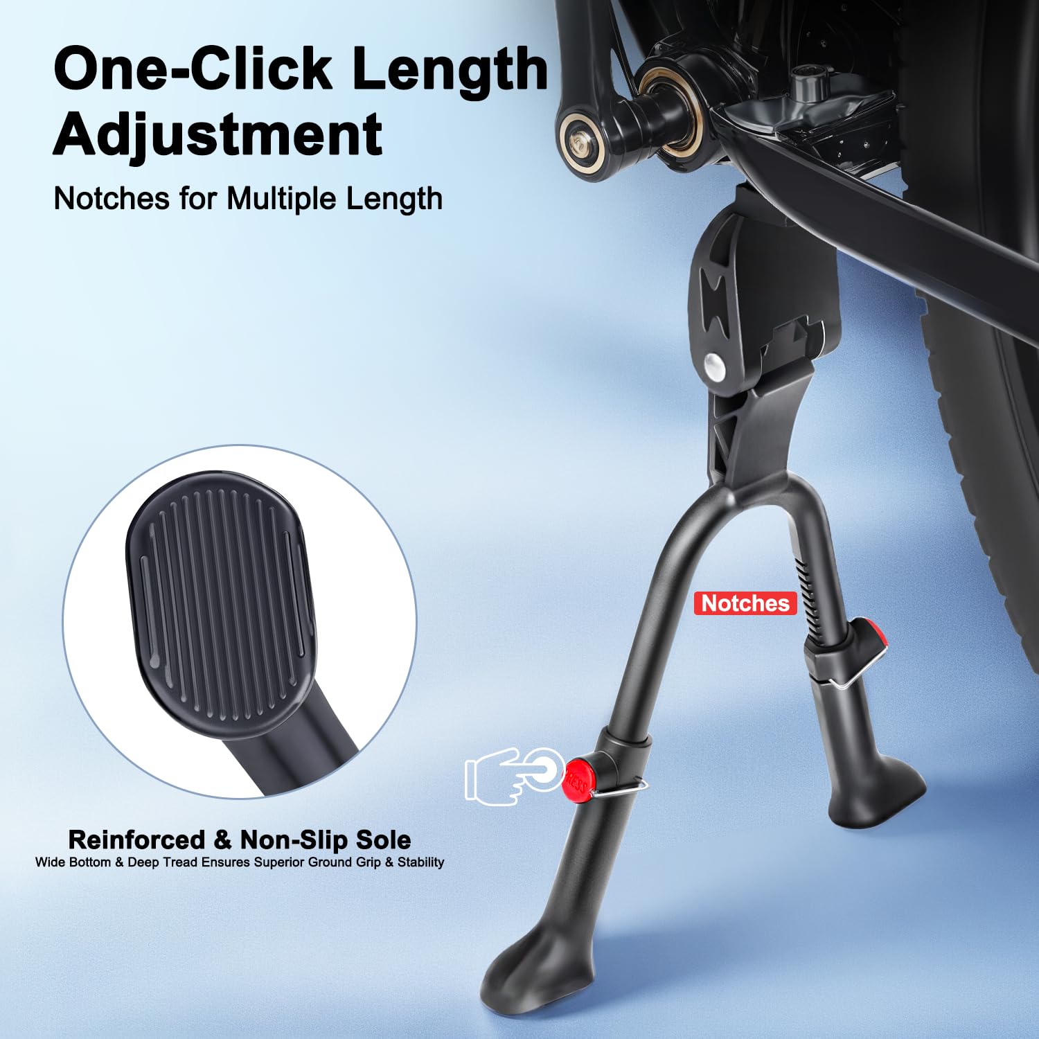 Béquille de vélo réglable en hauteur pour vélos adultes de 61 cm, 66 cm, 73 cm, support central pour VTT, route et cargo