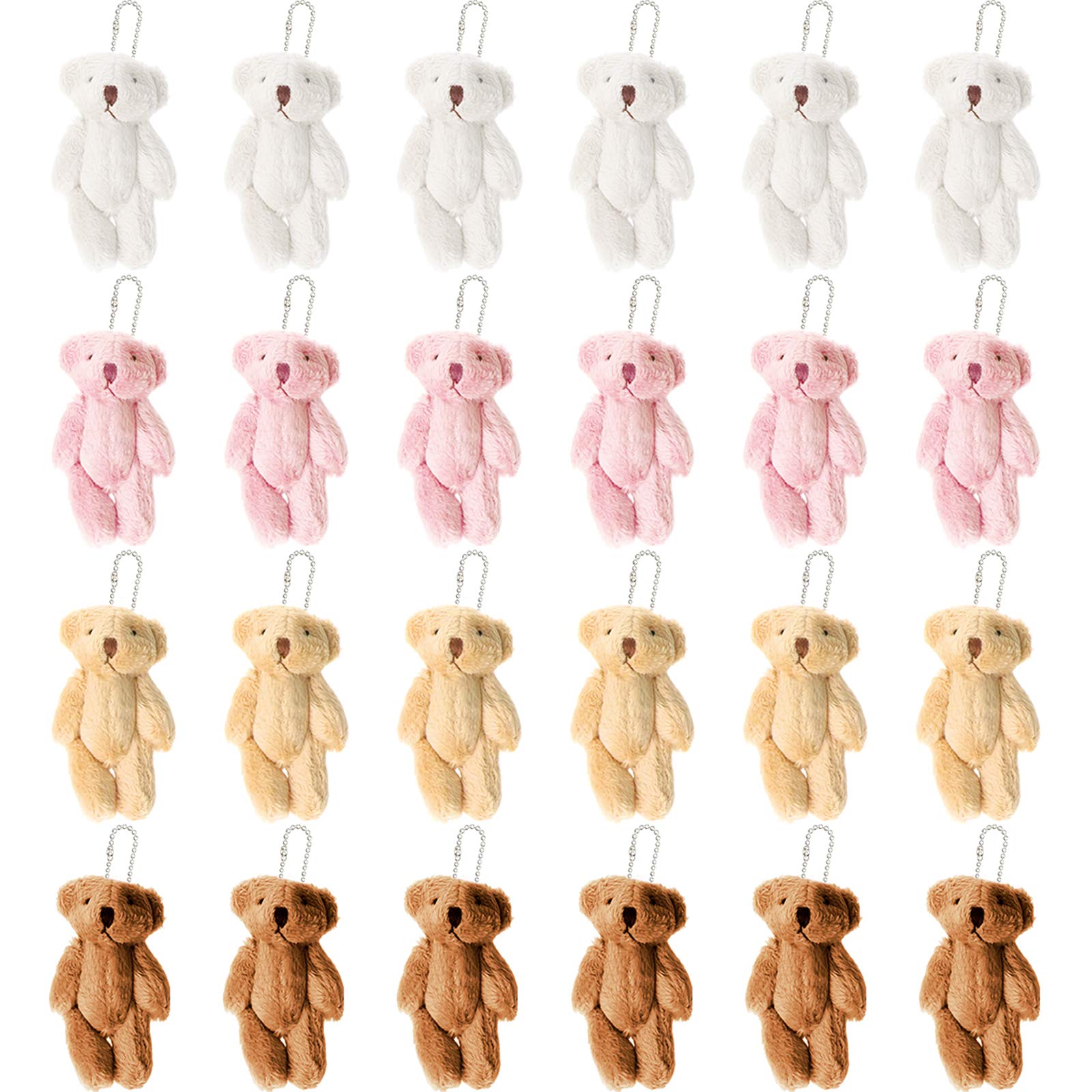 24 Pack 6cm Cute Joint Stuffed Teddy Bears Toys, Mini Stuffed Animals Teddy Bears Bulk for Birthday Cake Wedding Decorations Party Favors Supplies Bag DIY Accessory Christmas Stocking (24 Pack)