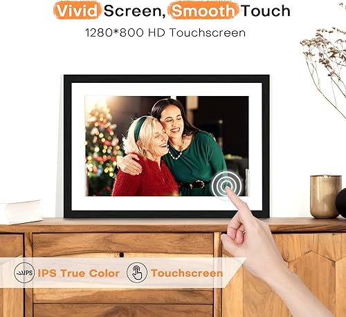 Miniatura 7 de Marco de fotos digital de 10.1 pulgadas, marco de fotos digital Frameo WiFi, presentación de diapositivas eléctrica de 1280 x 800 IPS, rotación