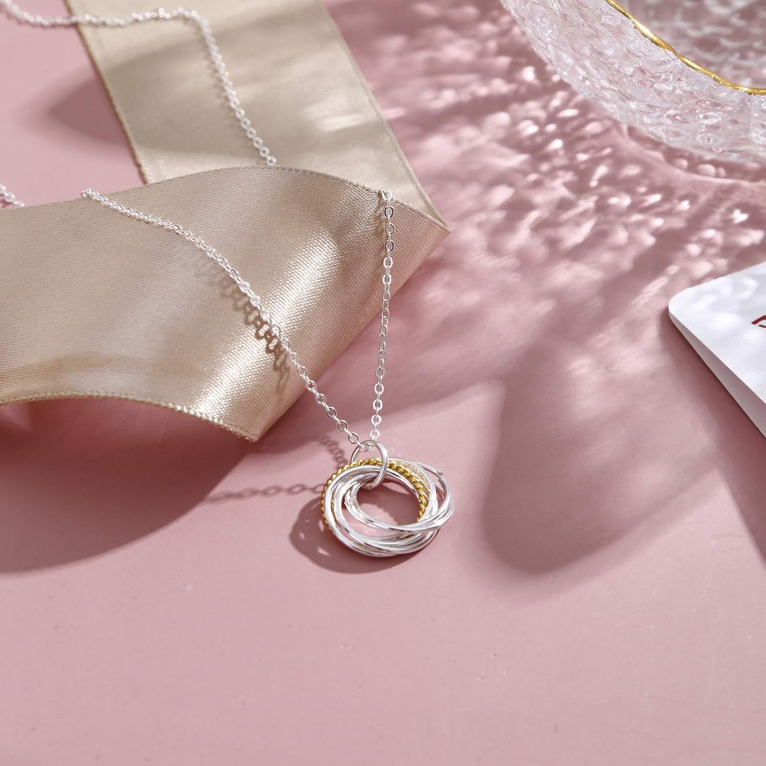 ALoveSoul 50th Birthday Gifts for Women - Sterling Silver 5 Circle intertwined Necklace for Her 5 Decade 50 Years Old Jewelry Presents - Image 5