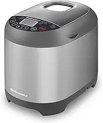Elite Gourmet EBM8103SS Máquina de fazer pão programável, 3 tamanhos de nozes, 19 funções de menu, sem glúten, trigo branco, centeio francês e mais, 900 g, aço inoxidável