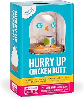 Exploding Kittens Hurry Up Chicken Butt 2-6 jugadores – A partir de 4 años – 2 minutos para jugar – Juego de cartas estilo papa caliente – Divertido juego de cartas, noche de juego familiar, juego creativo para niños