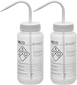 EISCO 2PK Wash Bottle For Sodium Hypochlorite  Bleach , 1000ml - Labeled With Color Coded Chemical Safety Information 4 Colors Wide Mouth Self Venting Ldpe Performance Plastics Labs - View #9