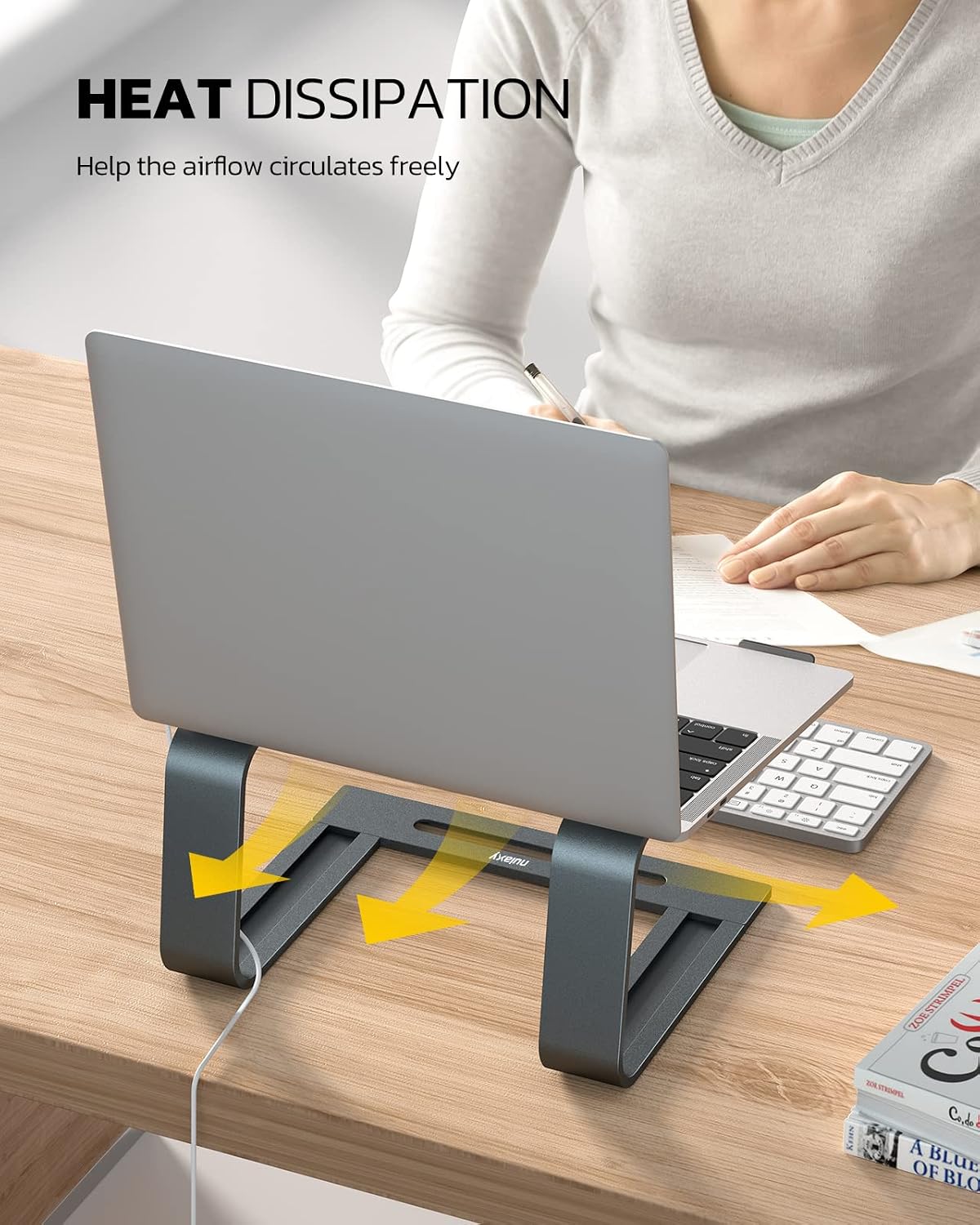 Nulaxy Laptop Stand for Desk, Ergonomic Detachable Computer Stand, Portable Laptop Holder with Heat Dissipation, Anti-Slip Design, Aluminum Laptop Riser for All Laptops 10-15.6 Inches, LS13