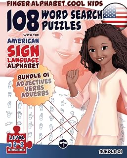 108 Word Search Puzzles with The American Sign Language Alphabet: Bundle 01 (Fingeralphabet Cool Kids)
