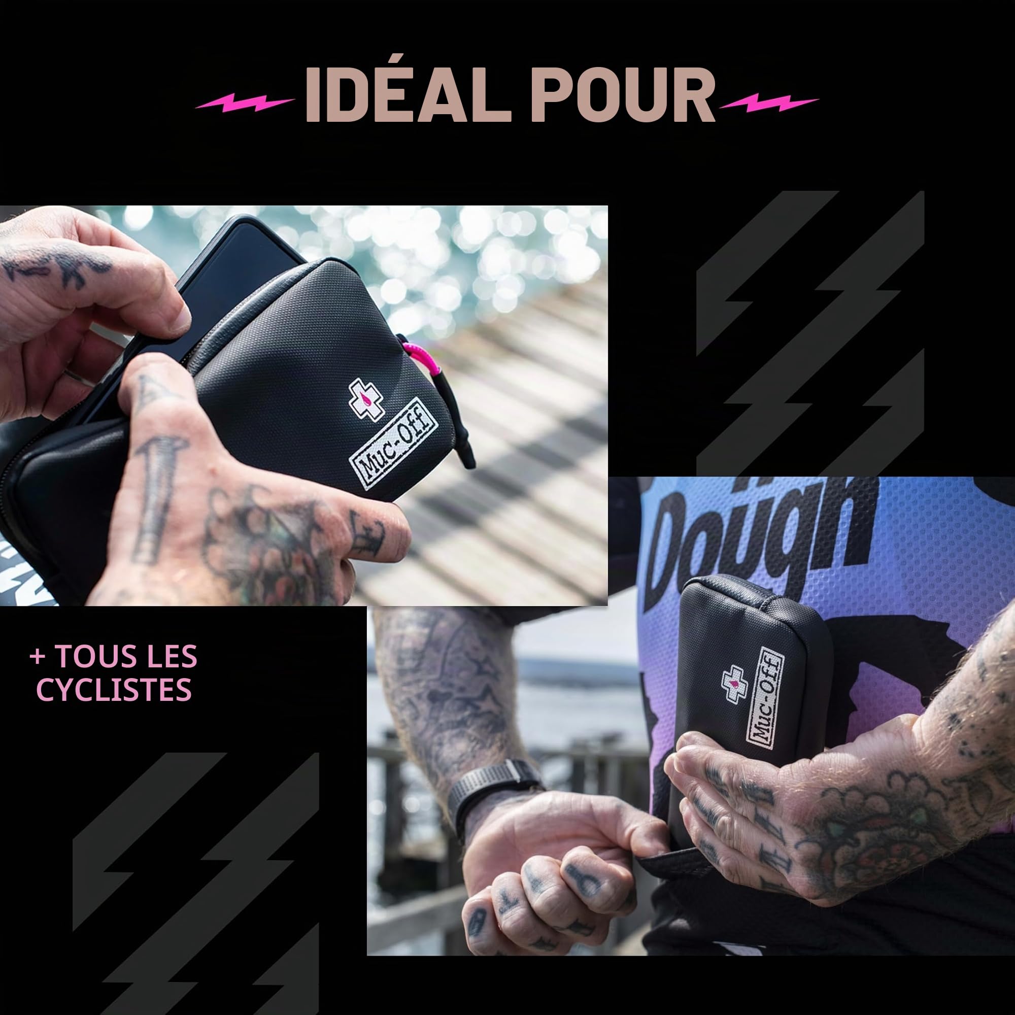 Muc-Off Pochette de Sport Imperméable - Sacoche de Sport Noire Polyester 900D Résistant - Sacoche de Rangement Étanche pour Vélo Idéale pour Chambres à Air, Démonte Pneus, Clés, Téléphone