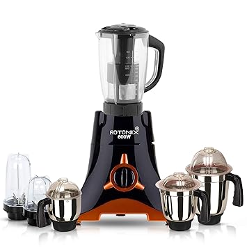 Rotomix VDBEP21 600Watts Mixer Juicer Grinder with 6 Jars (1 Juicer Jar, 2 Bullets Jar, 1 Liquid Blending