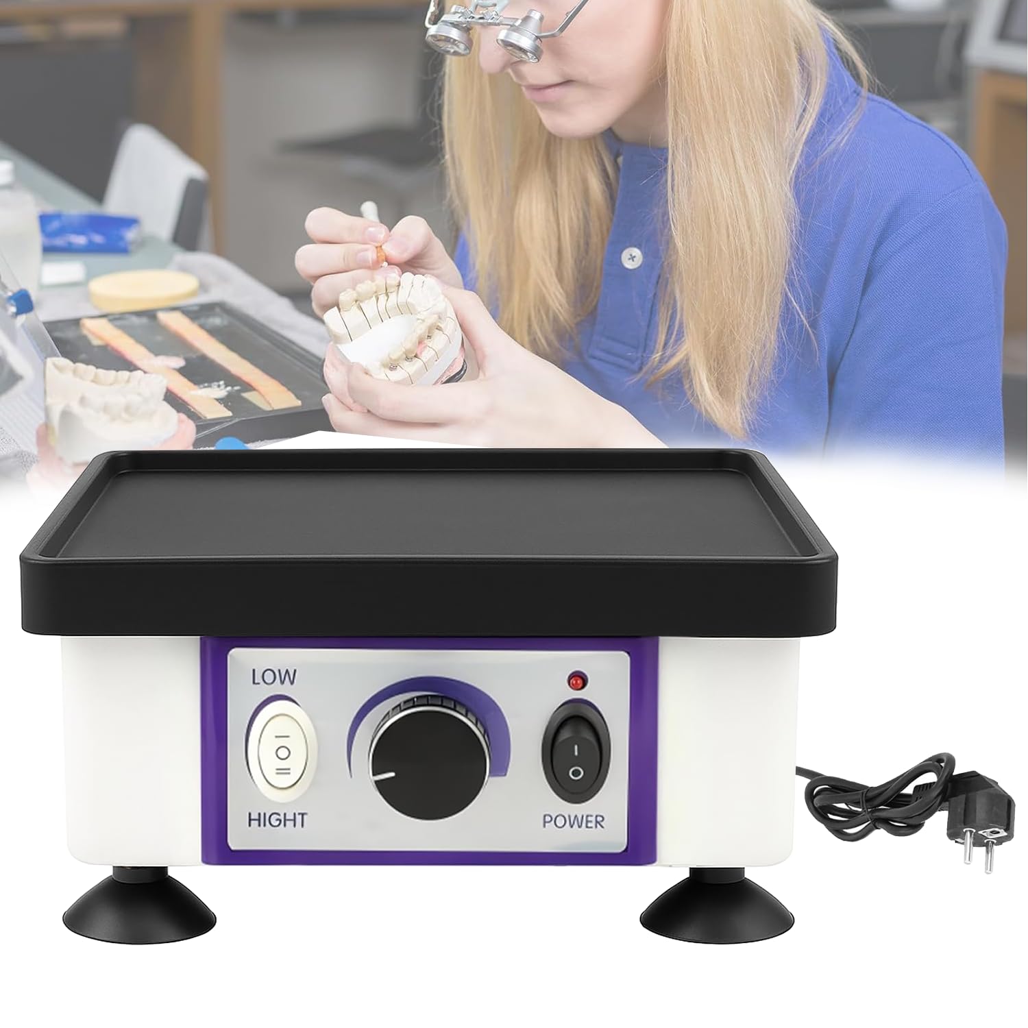 Dental Oszillator 220V 120W Elektrisch Square Einstellbare Geschwindigkeit Rüttelplatte Gips Lab Dental Vibrator für Mischen von Gips,Harzguss,Gießen Modellen,Perfekt für Zahnkliniken, Krankenhäusern