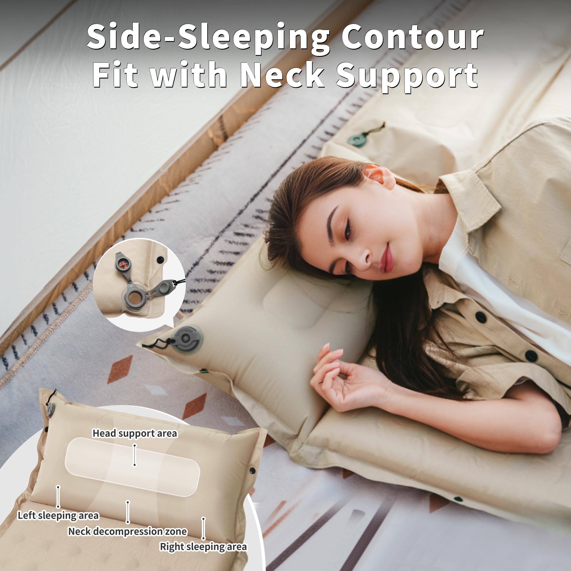 Naturehike Selbstaufblasende Luftmatratze mit Kopfkissen Leichte Camping Matte für Outdoor & Reisen, Selbst aufblasend und bequem