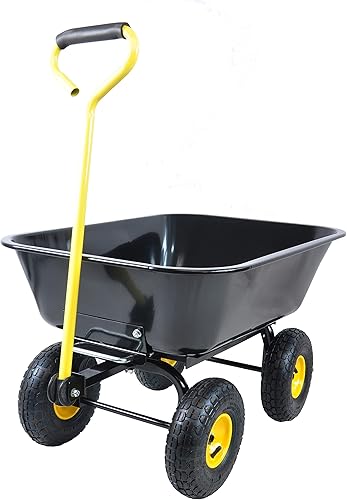 Miniatura 5 de Amebee - Carro de jardín de alta resistencia, carrito de transporte para patio, carro de volcado, marco fuerte, ruedas neumáticas, con marco de