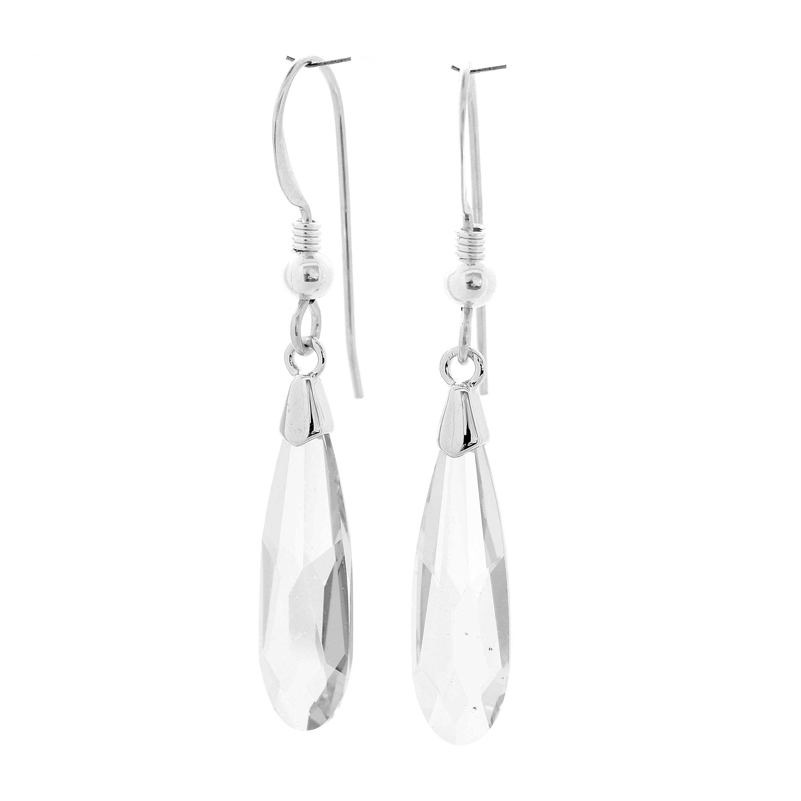 pewterhooter® Sparkling Silver plated drop earrings for Women with Gift Box., Crystal, Made with the Finest Crystal in the World