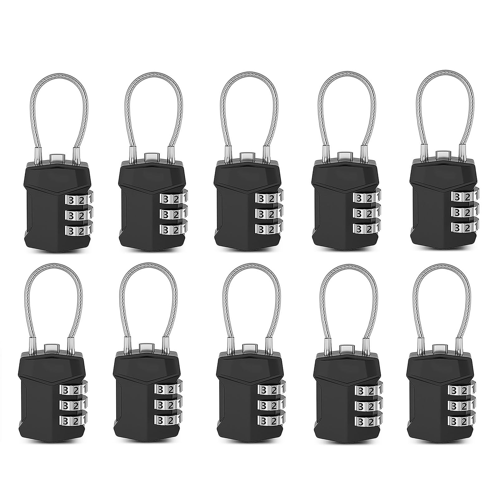 Lucchetto TSA con Combinazione A 3 Cifre – Imposta la Combinazione del Tuo Lucchetto Resistente da Viaggio per Bagagli, Valigette e Zaini (Size : 10 PIECES)