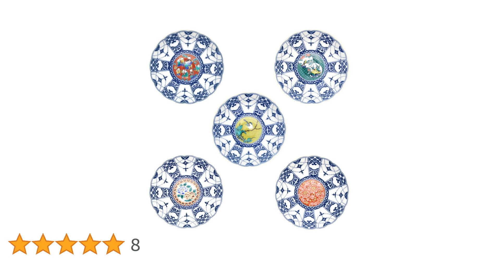 Amazon | （在庫限り）九谷焼 青風窯 4号皿揃 （5枚セット