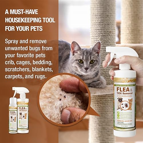 Miniatura 4 de EcoVenger Spray de eliminación de pulgas y garrapatas de 16 onzas para perros y gatos, protege de pulgas, ácaros, garrapatas y mosquitos, elimina +