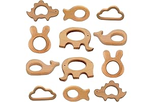 12-Pcs Baby Teether Toys | Wooden Teethers for Babies