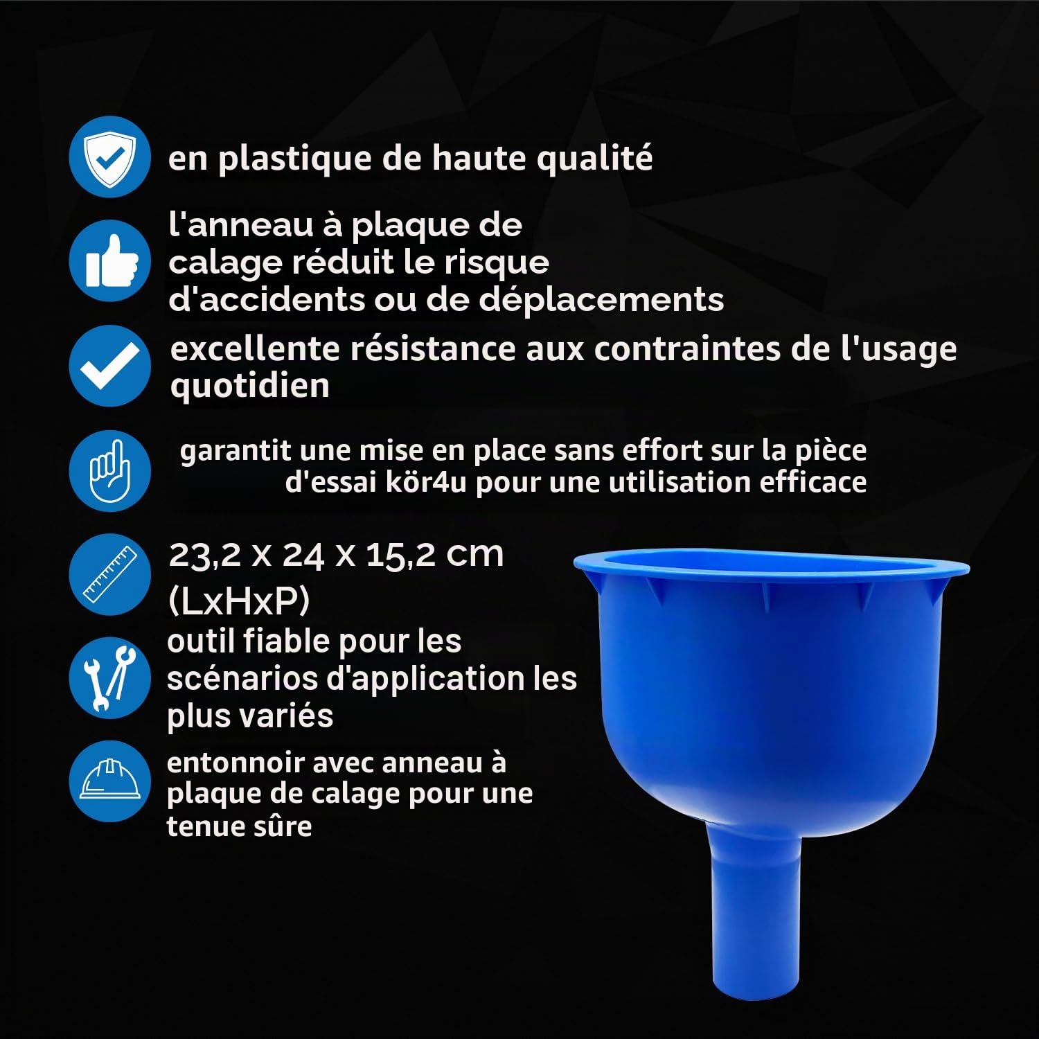 kör4u Pièce de test et entonnoir pour le contrôle d'étanchéité, pour l'évacuation et l'élimination des eaux de construction et des eaux sales