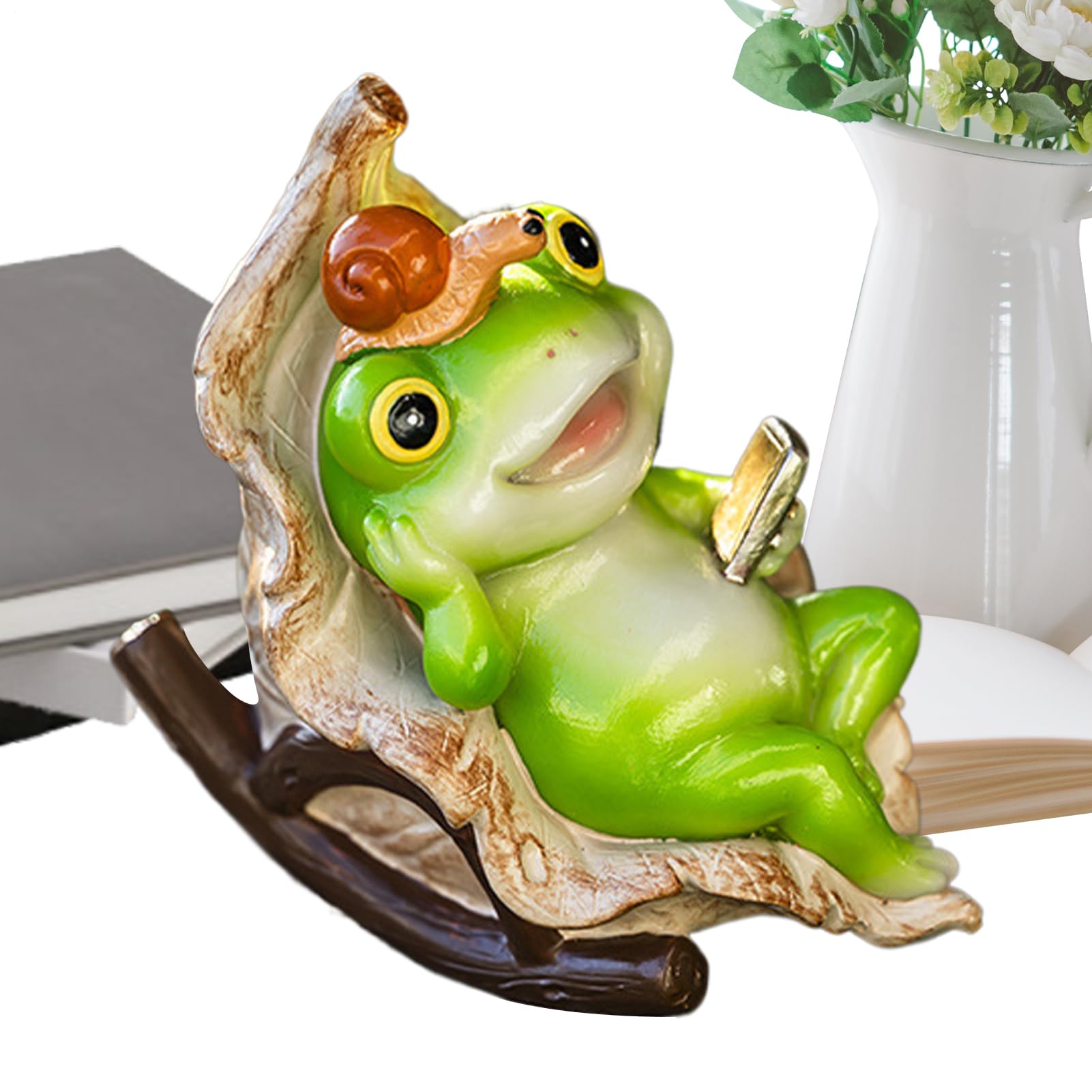 Statue de jardin grenouille anti-UV pour embellir une pelouse ou une cour un peu terne