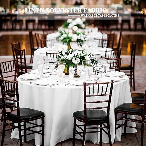 Miniatura 5 de Paquete de 8 manteles de poliéster blanco de 120 pulgadas para mesas redondas, bodas, banquetes, recepción de restaurantes