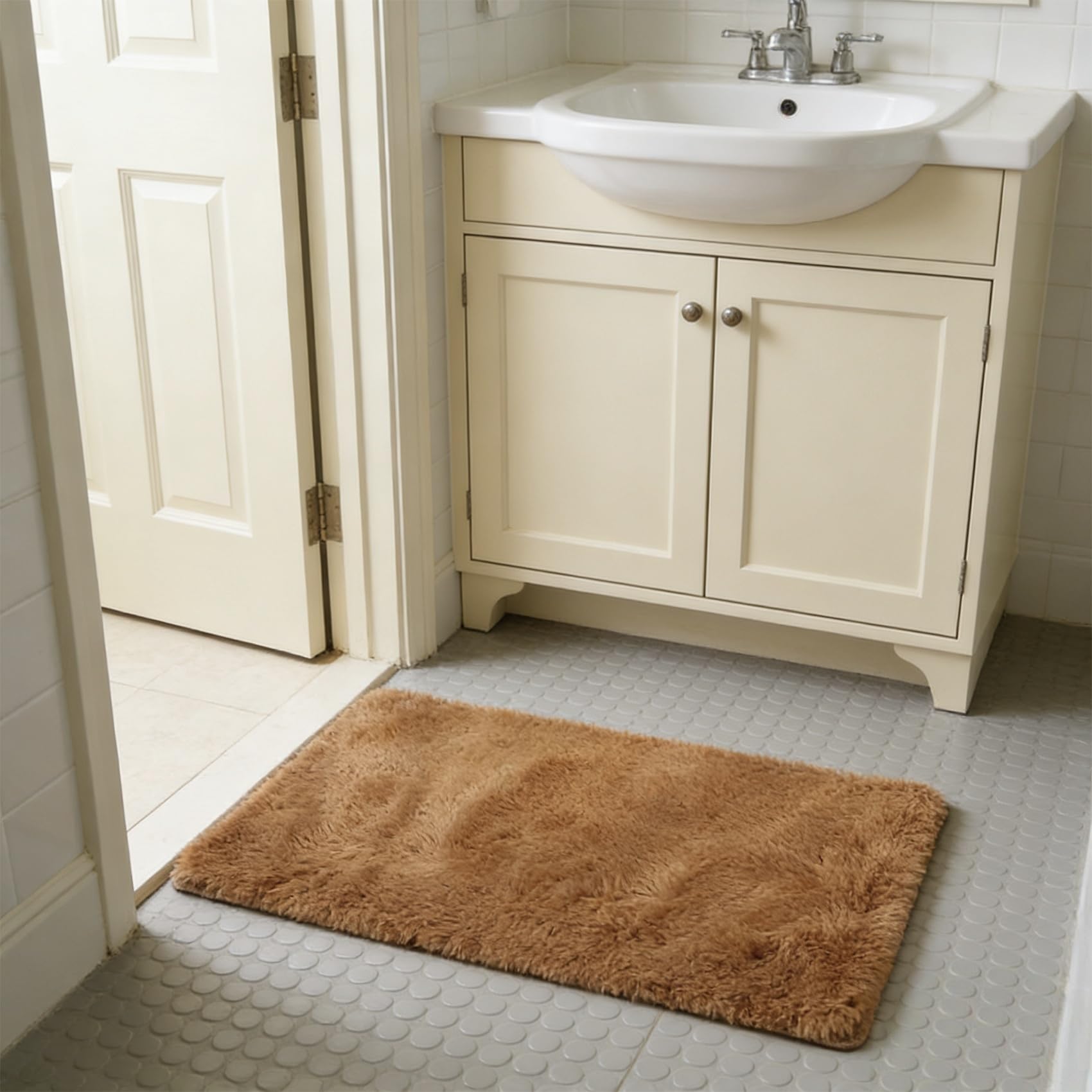 Tapis de salon marron moelleux antidérapant et tapis décoratif chambre